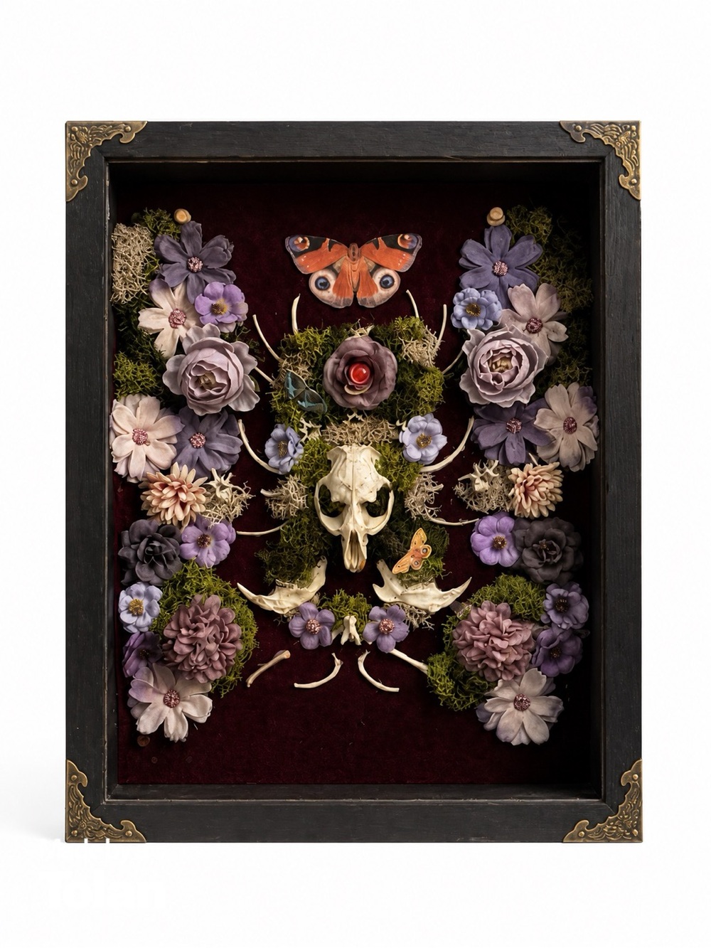 Framed Floral and Skull Shadow Box Wall Art